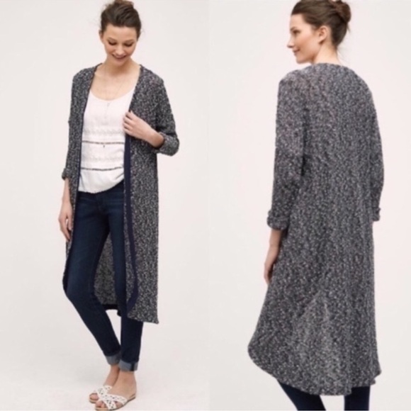 Anthropologie Sweaters - Anthropologie Dolan Longline Oak Duster Open Front Blue Cardigan
